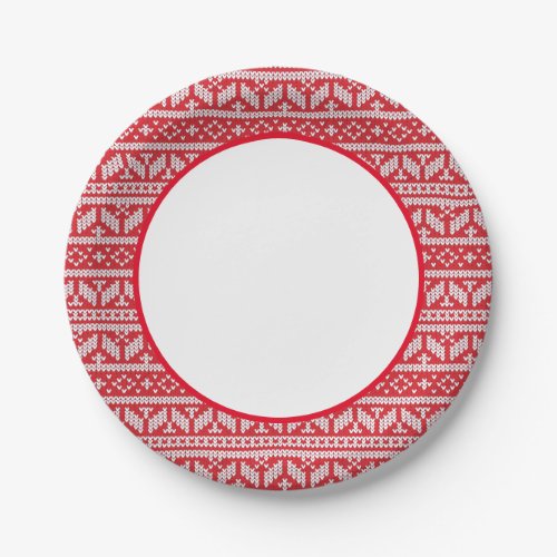 Nordic Knit Holiday Sweater Print  Paper Plates