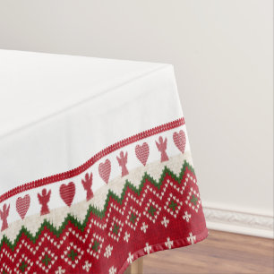 Nordic Knitted Scandi Hygge Angel Hearts Christmas Tablecloth