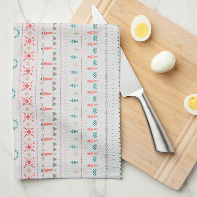 Nordic Light Winter Pattern Kitchen Towel (Quarter Fold)