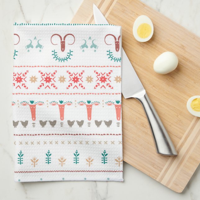 Nordic Light Winter Pattern  Kitchen Towel (Quarter Fold)