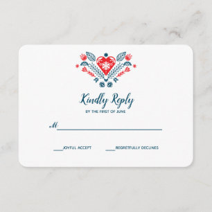 Nordic Love in red and blue    Wedding RSVP