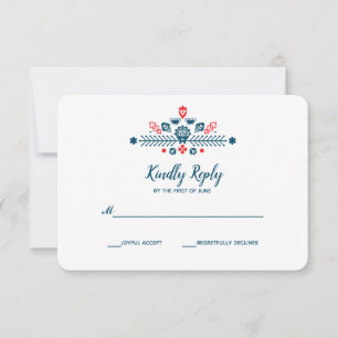 Nordic Love in red and blue    Wedding RSVP