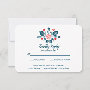 Nordic Love Wedding RSVP with meal choise Card