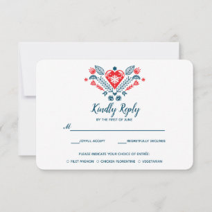 Nordic Love Wedding RSVP with meal choise Card