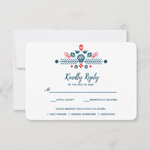 Nordic Love Wedding RSVP with meal choise Card