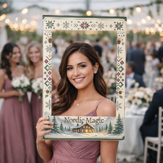 Nordic Magic Christmas Alpine Chalet Vintage Ivory Selfie Frame