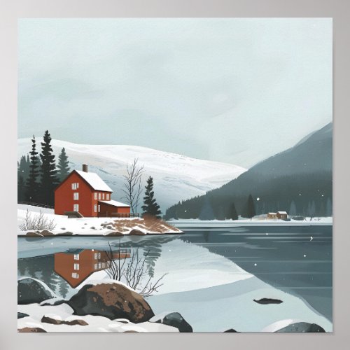 Nordic Minimalistic Lake 2 Poster