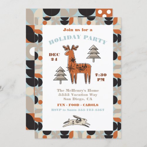 Nordic Mod Reindeer Holiday Party Invitation