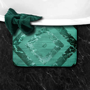 Nordic Molten Jade Abstract Geometric Green Bath Mat