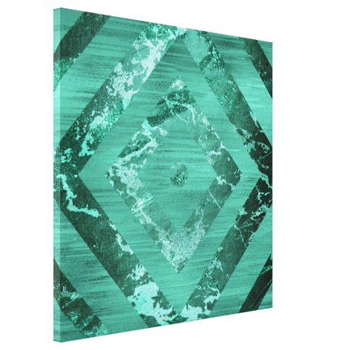 Nordic Molten Jade  Abstract Geometric Green Canvas Print