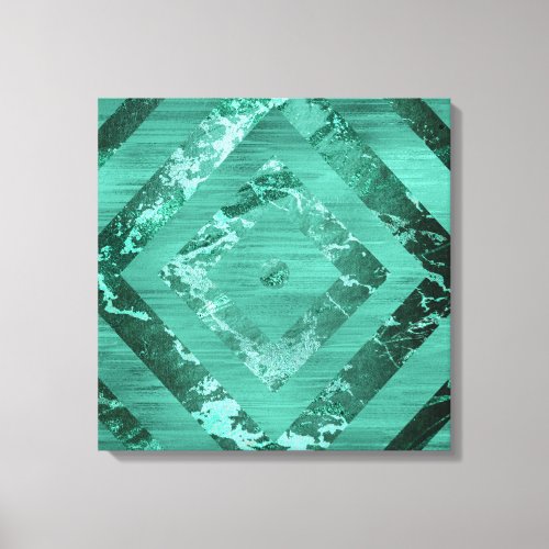 Nordic Molten Jade  Abstract Geometric Green Canvas Print