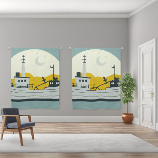 Nordic Moon Boat  Blackout Curtains