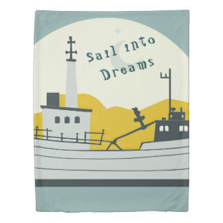 Nordic Moon Boat  Duvet Cover