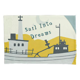 Nordic Moon Boat  Pillow Case