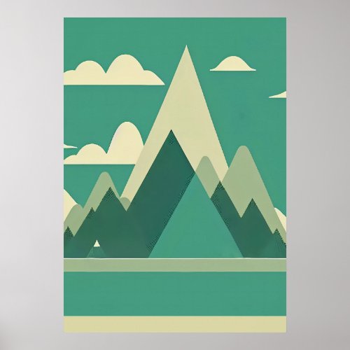 Nordic Mountain Abstract Wall Art Poster