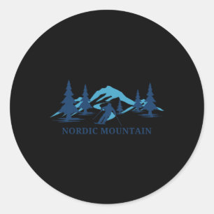 Nordic Mountain Wisconsin Ski Resort Skiing Skier Classic Round Sticker