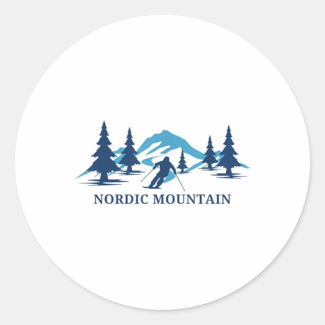 Nordic Mountain Wisconsin Ski Resort Skiing Skier  Classic Round Sticker (Front)
