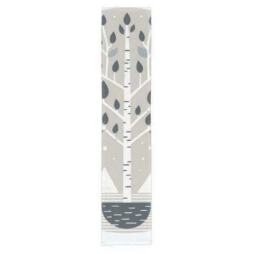 Nordic Mountains and Birch tree Short Table Runner