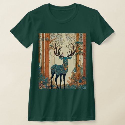 Nordic Nature Traditional Deer Art T_Shirt