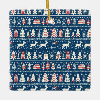 Nordic Navy Blue Christmas Wonderland Minimalist Ceramic Ornament