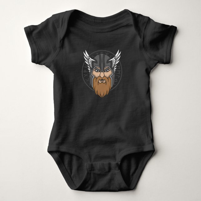 Nordic Norse mythology Odin God valhalla Viking Baby Bodysuit (Front)