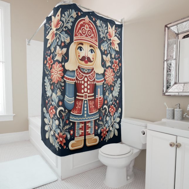 Nordic Nutcracker Shower Curtain (In Situ)