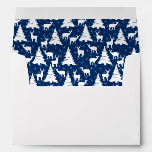 Nordic Outdoorsy Blue Deer Pine Tree Lined Custom Envelope