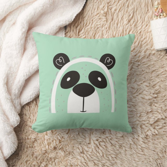 Nordic Panda Face  Throw Pillow (Blanket)