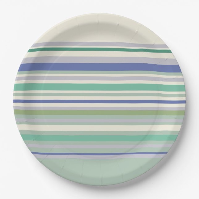 Nordic Pastel Stripes Pattern Paper Plates (Front)