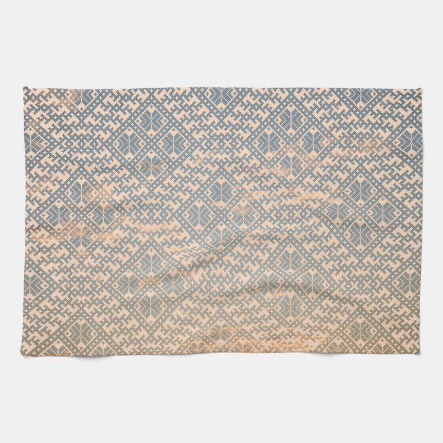 Nordic pastel traditional pattern design kitchen towel (Horizontal)