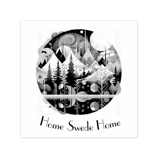 Nordic Pines & Peaks, custom Self-inking Stamp (Design)