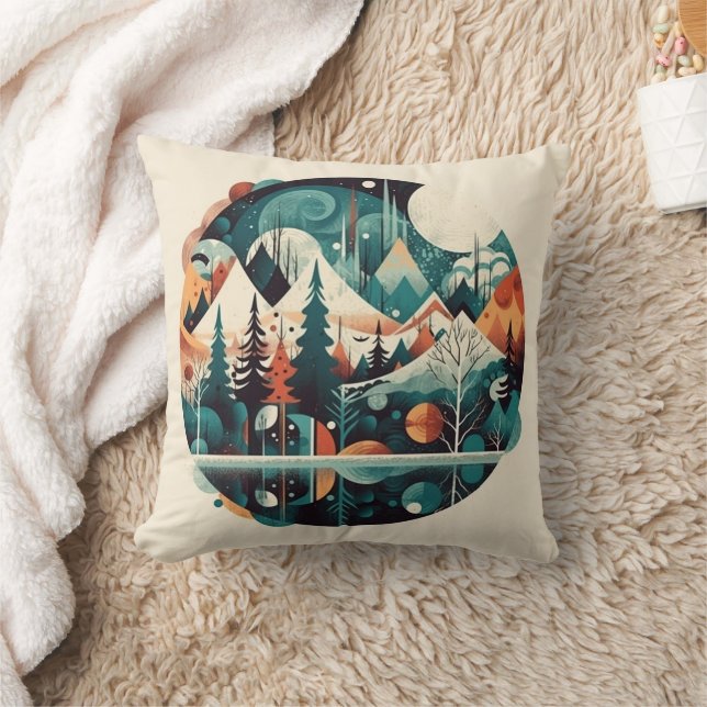 Nordic Pines & Peaks, custom Throw Pillow (Blanket)