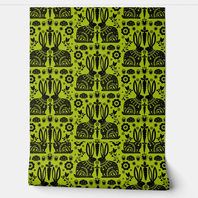 Nordic Rabbit Themed Home Decor Wallpaper (Unrolling)