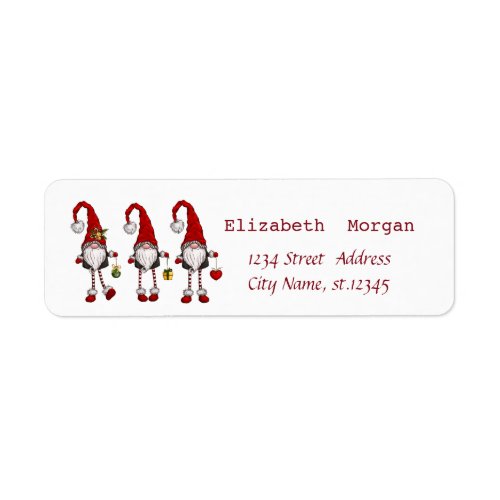 Nordic Red Gnomes  Merry Christmas  Label