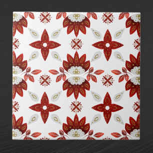 Nordic Red Gold Scandinavian Graphic Ceramic Tile
