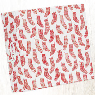 Nordic Red & White Christmas Stockings Custom Text 3 Ring Binder