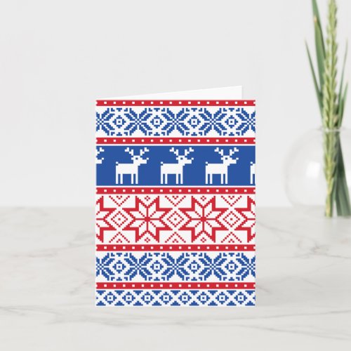 Nordic Reindeer and Snowflakes Holiday Card