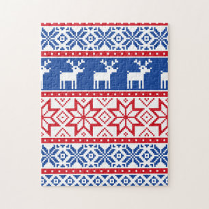 Nordic Reindeer and Snowflakes Jigsaw Puzzle