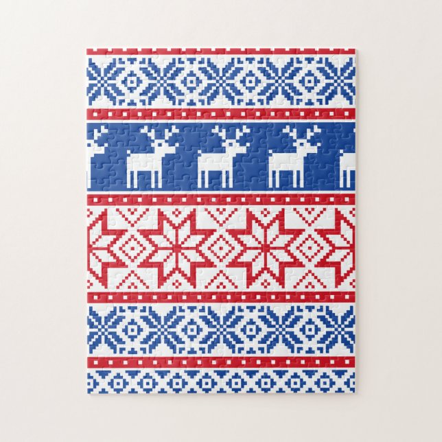 Nordic Reindeer and Snowflakes Jigsaw Puzzle (Vertical)