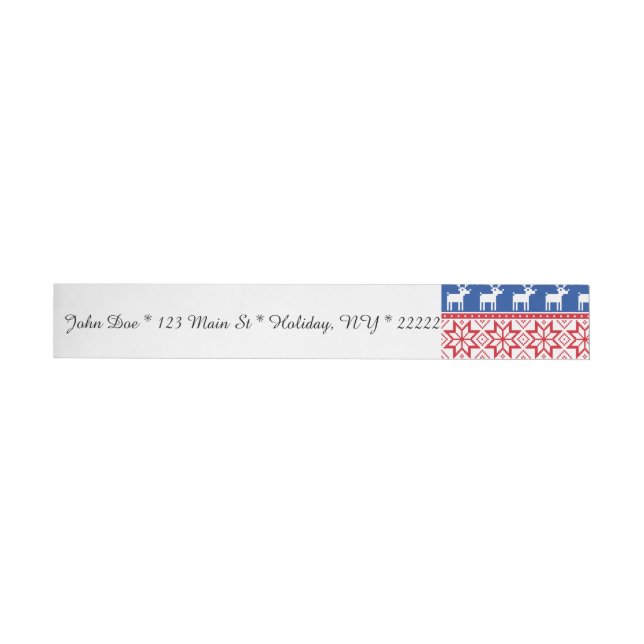 Nordic Reindeer and Snowflakes Wrap Around Address Label (Individual)