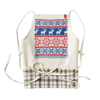 Nordic Reindeer and Snowflakes Zazzle HEART Apron
