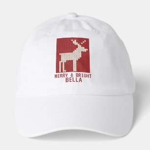 Nordic Reindeer Christmas Knit Personalized Hat