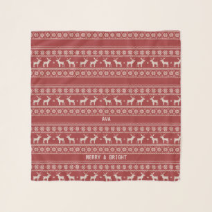 Nordic Reindeer Christmas Knit Personalized Scarf