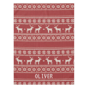 Nordic Reindeer Christmas Personalized  Tablecloth