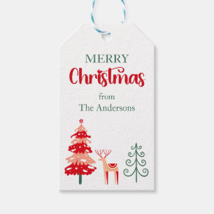 Nordic Reindeer Festive Trees Merry Christmas  Gift Tags