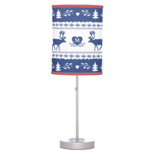 Nordic reindeer, heart and snowflake pattern table lamp