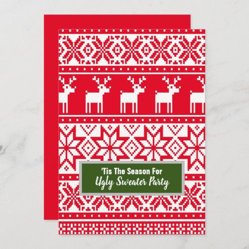 Nordic reindeer Ugly Christmas Sweater Party Invitation