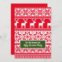 Nordic reindeer Ugly Christmas Sweater Party Invitation