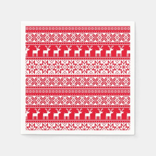 Nordic Reindeer Ugly Christmas Sweater Party Paper Napkins