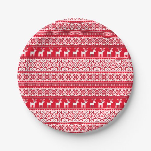 Nordic Reindeer Ugly Christmas Sweater Party Paper Plates